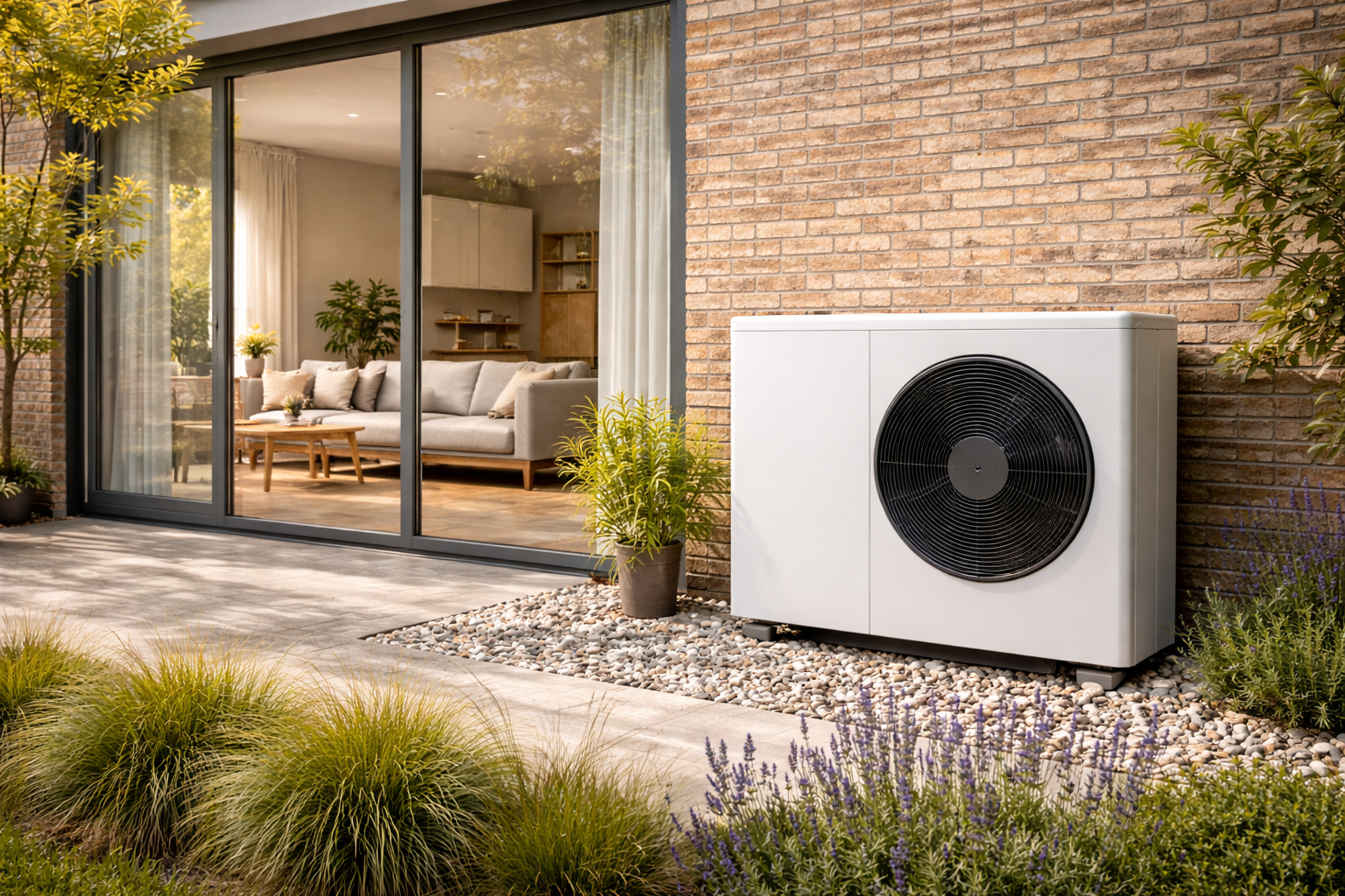 Warmtepomp buitenunit bij woning — HanVos